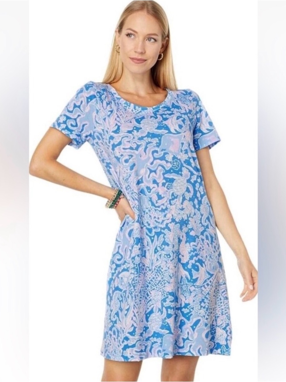 Lilly Pulitzer Cody Short Sleeve Mini Dress in “what I sea” Print Pima Cotton